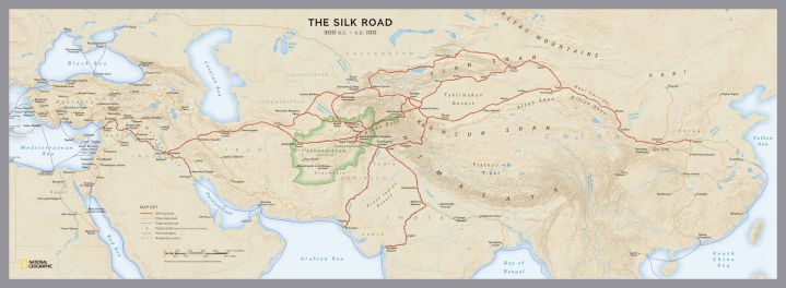 Map of the Silk Road, courtesy National Geographic